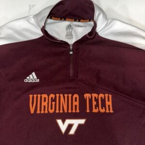 Adidas Climalite 1/4 Zip Pullover Scorch Large Virginia Tech VT Hokies Maroon EC